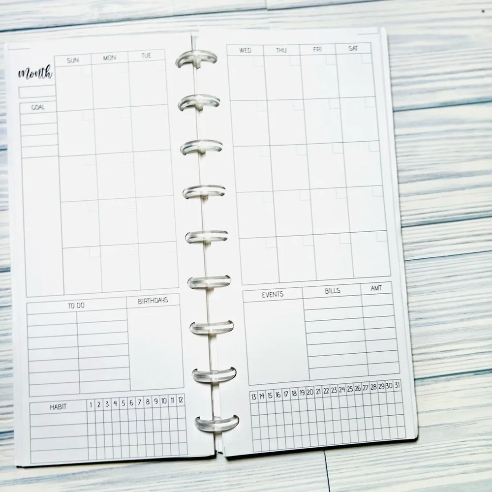 Skinny classic Happy Planner Inserts monthly Layout